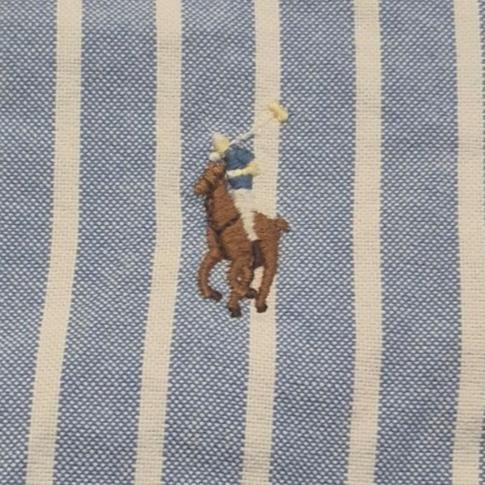 Ralph Lauren men's blue white striped button up long sleeve shirt LG embroidered - Picture 2 of 16